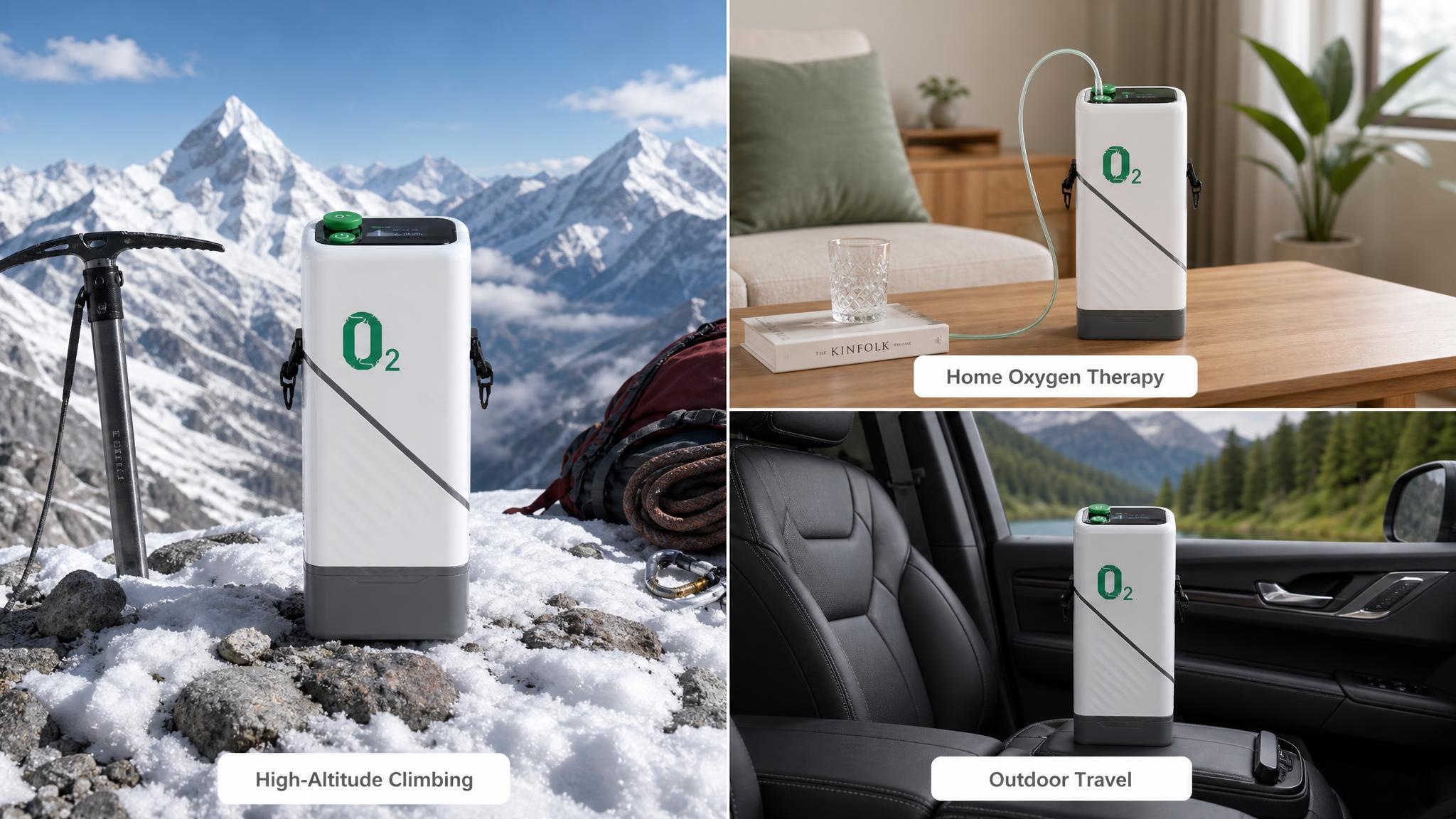 NORYLUME portable oxygen concentrator application scene collage